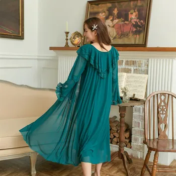 Vintage Klassikaline Modal 2 Tükki Naiste Pikk Rüü Komplekti Printsess Pits Seksikas Värviga Nighty Sügis Kevad Mugav Sleepwear