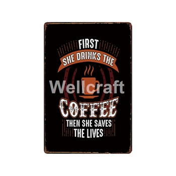 [ WellCraft ] on Hämmastav täna, Kuid Esimese KOHVI Metallist Tahvel Seina Tina Märke Kohandatud Kohvik quote Decor LT-1930