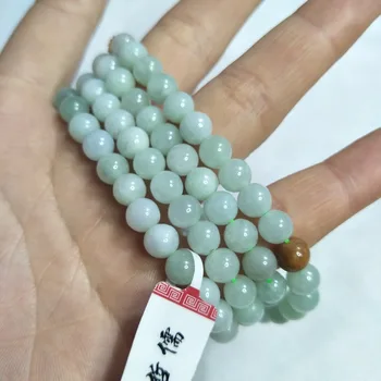 Zhe Re Ehted Puhas Looduslik Featured Pärlitega Kaelakee 108 Tri-Color 7.3 mm Jade Bead Chain Saada A-Klassi Sertifikaat